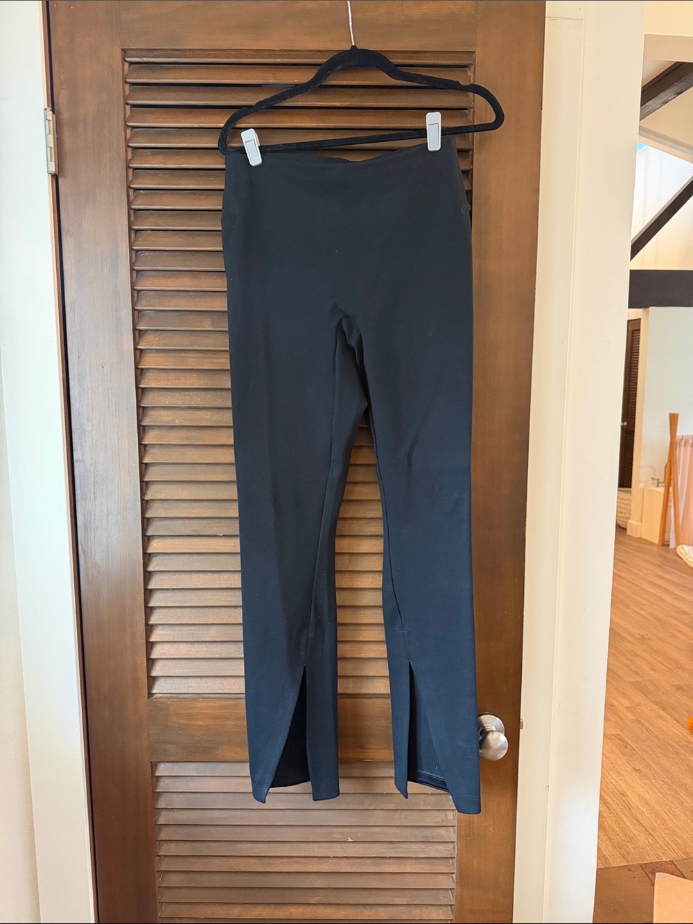 Spanx Pull on Black Pants- split hem